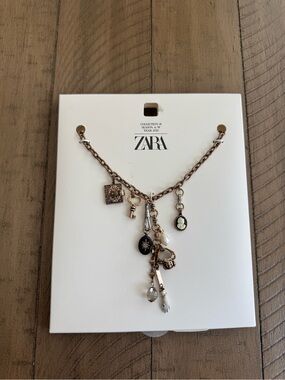 NWT Zara Gold Tone Dark Romantic Academia Charm Victorian Core Necklace
